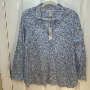 Nic+Zoe Blue Multi Button Down (L) NWT